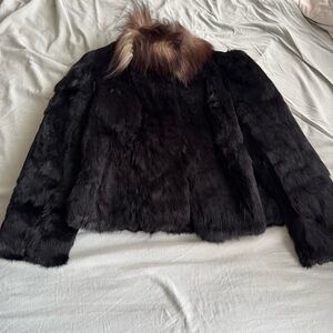 NIKI vintage black fur cropped coat